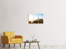 Laden Sie das Bild in den Galerie-Viewer, Leinwandbild 3-teilig Der Leuchtturm bei Sonnenaufgang