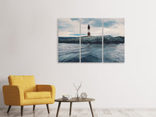 Laden Sie das Bild in den Galerie-Viewer, Leinwandbild 3-teilig Der Leuchtturm am Meer