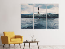 Laden Sie das Bild in den Galerie-Viewer, Leinwandbild 3-teilig Der Leuchtturm am Meer