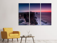 Laden Sie das Bild in den Galerie-Viewer, Leinwandbild 3-teilig Der Leuchtturm in der Abenddämmerung