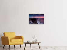 Laden Sie das Bild in den Galerie-Viewer, Leinwandbild 3-teilig Der Leuchtturm in der Abenddämmerung