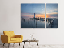 Laden Sie das Bild in den Galerie-Viewer, Leinwandbild 3-teilig Leuchtturm im Sonnenuntergang