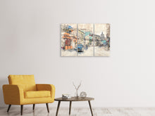 Laden Sie das Bild in den Galerie-Viewer, Leinwandbild 3-teilig Gemälde Oldtimer Kuba