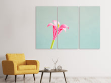 Laden Sie das Bild in den Galerie-Viewer, Leinwandbild 3-teilig Blumen Origami