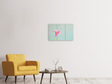 Laden Sie das Bild in den Galerie-Viewer, Leinwandbild 3-teilig Blumen Origami