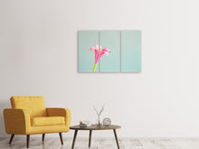 Laden Sie das Bild in den Galerie-Viewer, Leinwandbild 3-teilig Blumen Origami