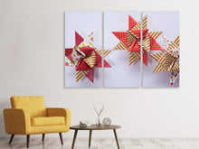 Laden Sie das Bild in den Galerie-Viewer, Leinwandbild 3-teilig Sterne Origami