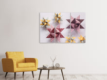 Laden Sie das Bild in den Galerie-Viewer, Leinwandbild 3-teilig Origami Bunte Sterne