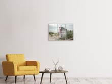Laden Sie das Bild in den Galerie-Viewer, Leinwandbild 3-teilig Das kleine Strandhaus