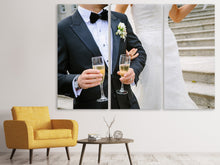 Laden Sie das Bild in den Galerie-Viewer, Leinwandbild 3-teilig Champagner zur Hochzeit
