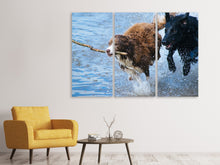 Laden Sie das Bild in den Galerie-Viewer, Leinwandbild 3-teilig Spielende Hunde