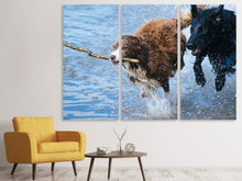 Laden Sie das Bild in den Galerie-Viewer, Leinwandbild 3-teilig Spielende Hunde