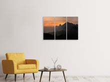 Laden Sie das Bild in den Galerie-Viewer, Leinwandbild 3-teilig Abendstimmung in den Bergen