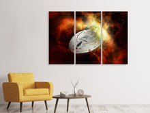 Laden Sie das Bild in den Galerie-Viewer, Leinwandbild 3-teilig Ufo im All