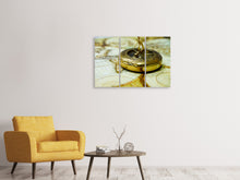 Laden Sie das Bild in den Galerie-Viewer, Leinwandbild 3-teilig Goldener Kompass