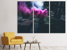 Laden Sie das Bild in den Galerie-Viewer, Leinwandbild 3-teilig Kunst mit Rauch