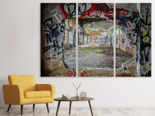 Laden Sie das Bild in den Galerie-Viewer, Leinwandbild 3-teilig Graffiti in alter Lagerhalle