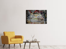 Laden Sie das Bild in den Galerie-Viewer, Leinwandbild 3-teilig Graffiti in alter Lagerhalle