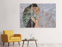 Laden Sie das Bild in den Galerie-Viewer, Leinwandbild 3-teilig Das Mädchen an der Wand