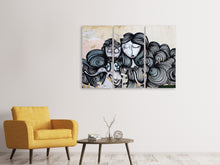 Laden Sie das Bild in den Galerie-Viewer, Leinwandbild 3-teilig Das Pärchen an der Wand
