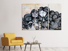 Laden Sie das Bild in den Galerie-Viewer, Leinwandbild 3-teilig Das Pärchen an der Wand