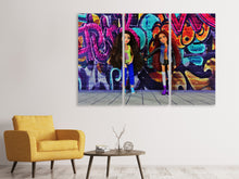 Laden Sie das Bild in den Galerie-Viewer, Leinwandbild 3-teilig Graffiti Puppen