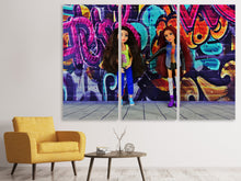 Laden Sie das Bild in den Galerie-Viewer, Leinwandbild 3-teilig Graffiti Puppen
