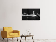 Laden Sie das Bild in den Galerie-Viewer, Leinwandbild 3-teilig Nachts auf der Brücke
