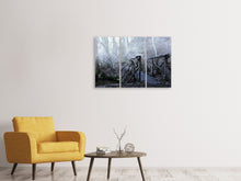 Laden Sie das Bild in den Galerie-Viewer, Leinwandbild 3-teilig Alte Holzbrücke im Wald