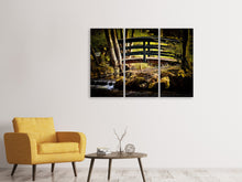 Laden Sie das Bild in den Galerie-Viewer, Leinwandbild 3-teilig Holzbrücke im Wald