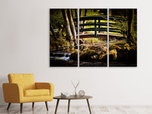 Laden Sie das Bild in den Galerie-Viewer, Leinwandbild 3-teilig Holzbrücke im Wald
