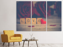 Laden Sie das Bild in den Galerie-Viewer, Leinwandbild 3-teilig Liebe in Buchstaben