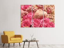 Laden Sie das Bild in den Galerie-Viewer, Leinwandbild 3-teilig Romantische Rosen mit Herz