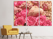 Laden Sie das Bild in den Galerie-Viewer, Leinwandbild 3-teilig Romantische Rosen mit Herz