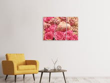 Laden Sie das Bild in den Galerie-Viewer, Leinwandbild 3-teilig Romantische Rosen mit Herz
