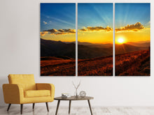 Laden Sie das Bild in den Galerie-Viewer, Leinwandbild 3-teilig Sonnenuntergang in der Welt der Berge
