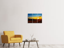 Laden Sie das Bild in den Galerie-Viewer, Leinwandbild 3-teilig Sonnenuntergang in der Welt der Berge