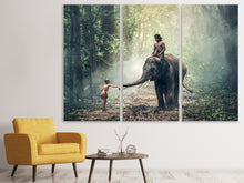 Laden Sie das Bild in den Galerie-Viewer, Leinwandbild 3-teilig Der Elefant bei der Arbeit