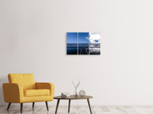 Laden Sie das Bild in den Galerie-Viewer, Leinwandbild 3-teilig Spiegelung von Wolken