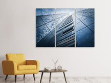 Laden Sie das Bild in den Galerie-Viewer, Leinwandbild 3-teilig Hochhaus in den Wolken