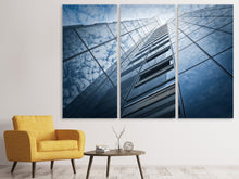 Laden Sie das Bild in den Galerie-Viewer, Leinwandbild 3-teilig Hochhaus in den Wolken
