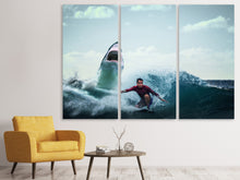 Laden Sie das Bild in den Galerie-Viewer, Leinwandbild 3-teilig Achtung Hai!