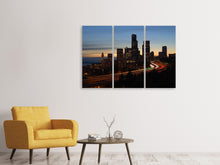Laden Sie das Bild in den Galerie-Viewer, Leinwandbild 3-teilig Sonnenuntergang in Seattle