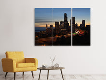 Laden Sie das Bild in den Galerie-Viewer, Leinwandbild 3-teilig Sonnenuntergang in Seattle