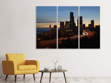 Laden Sie das Bild in den Galerie-Viewer, Leinwandbild 3-teilig Sonnenuntergang in Seattle