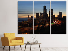 Laden Sie das Bild in den Galerie-Viewer, Leinwandbild 3-teilig Sonnenuntergang in Seattle