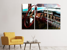 Laden Sie das Bild in den Galerie-Viewer, Leinwandbild 3-teilig Interieur eine Oldtimers