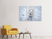 Laden Sie das Bild in den Galerie-Viewer, Leinwandbild 3-teilig Hunde Freude im Schnee