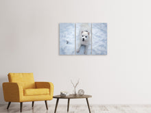 Laden Sie das Bild in den Galerie-Viewer, Leinwandbild 3-teilig Hunde Freude im Schnee