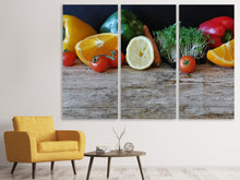 Laden Sie das Bild in den Galerie-Viewer, Leinwandbild 3-teilig Obst und Gemüse